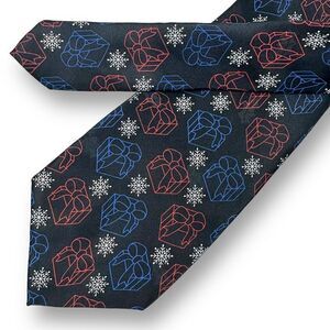 Noel Christmas blue red and white tie